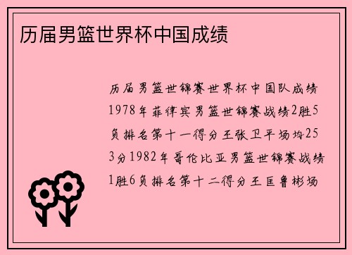 历届男篮世界杯中国成绩